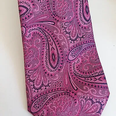 Jaeger Mens Pink Paisley Silk Pointed Tie 60  Long • £6