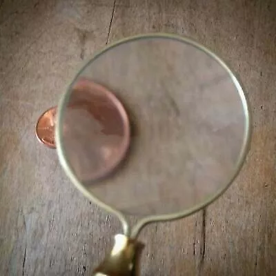 Shiny Gold Monocle Magnifying Glass Necklace - Shiny Brass/Bronze -Pendant Chain • $18.99