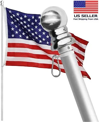 Tangle Free Spinning Flag Pole Aluminum 6FT Two Piece Design Durable Rust Free • $18.99