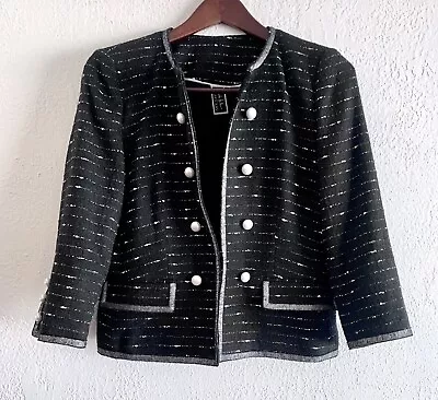 Mary Kay By Nicole Miller Blazer Jacket Workwear Size 8R Black Pearl Buttons • $18