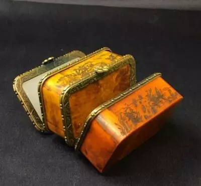 Antiques Collection Qing Dynasty Jewelry Box Ancient Rouge Box Powder Box Jewels • $35.27