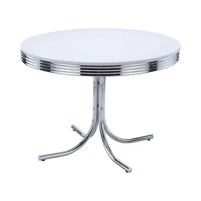 $375 • Buy Coaster Furniture Retro White Metal Round Dining Table