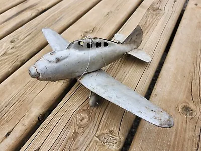 Vintage 1930's Marx Metal Seversky Toy Fighter Airplane W/ Wood Wheels  • $39.99