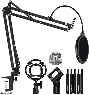 Microphone Stand Set With Shock Mount Mic Clip Holder Pop Filter ++ Filter Screw • £16.99