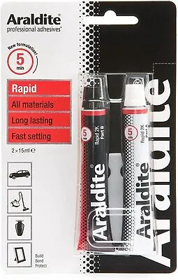 4 Araldite Rapid Adhesive Glue Bonds All Materials Fast Setting Tubes 2 X 15ml • £21.39