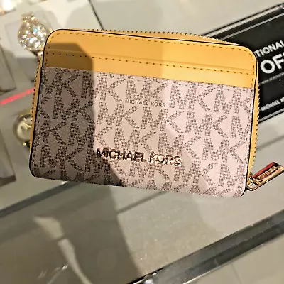 Michael Kors Women JET SET Monogram Medium Zip Around Card Case Holder/Wallet MK • $59