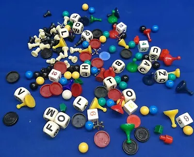 Lot Of Vintage Game Board Pieces Dice Sorry Marbles Monopoly Jacks Crafts Lot • $10