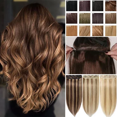 $18.57 • Buy Thick Long Ombre One Piece 3/4 Full Head Clip In HUMAN REAL REMY Hair Extensions