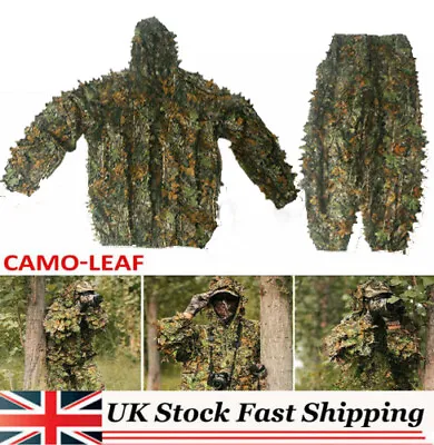 £17.24 • Buy Leaf Ghillie Suit Woodland Camo Camouflage Clothing 3D Jungle Hunting Free SizeY