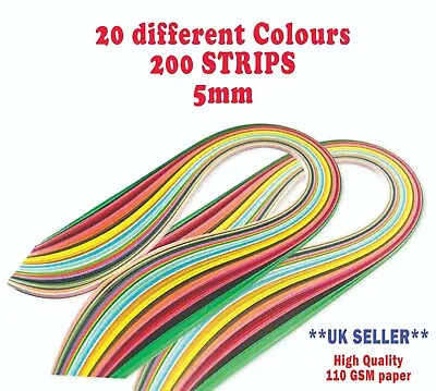 Quilling Paper Strips Craft 5mm 200 DIY Craft Quality DIY Home Decor Kit • £3.95