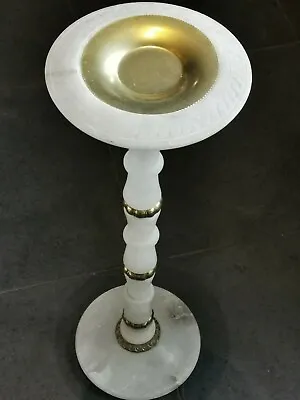£25 • Buy Vintage Alabaster & Brass Plinth Ashtray Plant Stand - 26.5  Tall