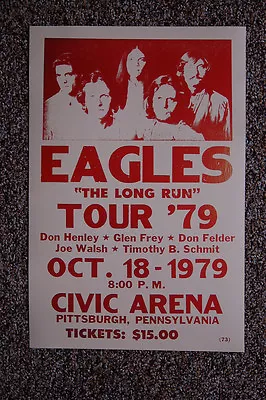 The Eagles Concert Tour Poster 1979 Pittsburgh Pennsylvania The Long Run- • $4.25