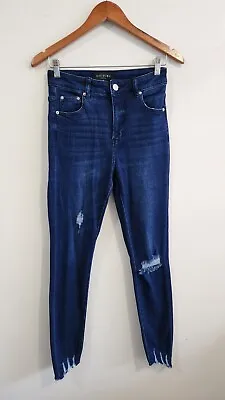 DECJUBA Denim Label Women Blue Stretch Distressed Ankle Fray Jeans Size 10 • $21