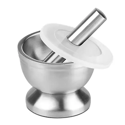 Flexzion Brushed Stainless Steel Mortar And Pestle - 4-Inch 1 Cup Capacity Muddl • $24.09