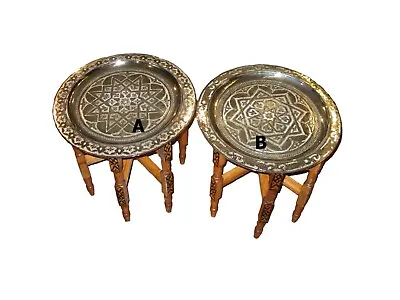 Moroccan Silver Tray Table-Moroccan Silver Table- Moroccan Folding Table • $163.86