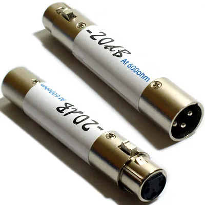 20db XLR In Line Attenuator Adapter Volume Noise Reduction Audio Amp • £8.49