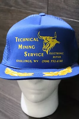 Vintage Technical Mining Service Repair Trucker Mesh Hat Stollings W. VA.  • $7.50