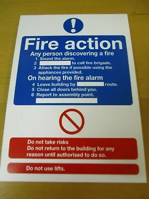 £15.99 • Buy Fire Action Notice 148mmx210mm Rigid Plastic Signs Pack Of 10 #Y452