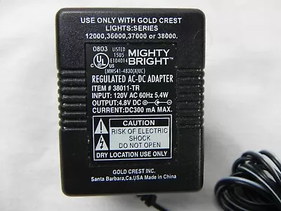 Mighty Bright Regulated AC Adapter Model# 38011-TR - DC 4.8V 300mA Power Supply  • $9.99