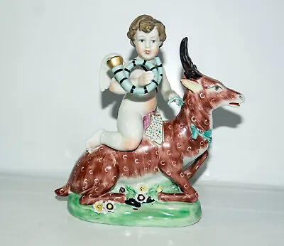 Vintage Cherub On Stag Deer Hart Figurine Mottahedeh Chelsea READ • $24.95