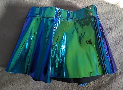 LAVIS Iridescent Club Festival Mini Skirt Womens XL Burning Man Rave Green Blue • $44.99