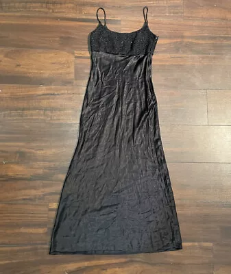 Maria Bonita Womans Small Black Gown Long Classy Dress Floral Silk Vintage • $12