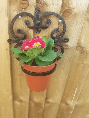 Solid Wrought Iron Garden Wall Planter / Single Pot Pot • £10