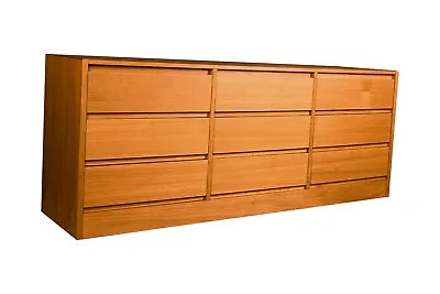 Mid Century Danish Teak Long Double Dresser • $2595