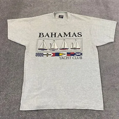 Vintage Bahamas Yacht Club Shirt Mens Large Heather Gray 90s Single Stitch FOTL • $16.99