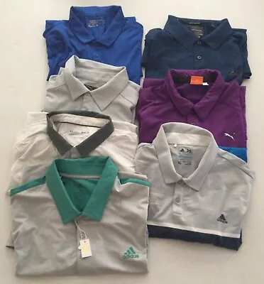 Men’s XL Golf Shirt Lot Of 7 Adidas Nike Under Armour Puma Callaway Greg Norman • $38