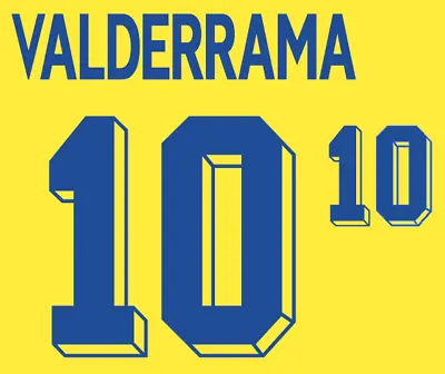 Colombia Valderrama Nameset 1998 Shirt Soccer Number Letter Heat Print Football • £15