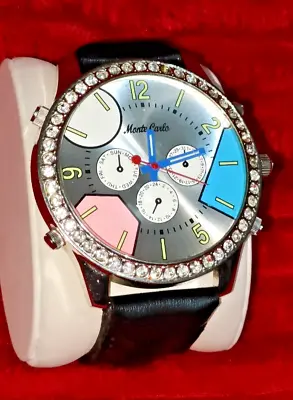 MONTE CARLO Ladies Large Face World Time Zone Analogue Watch Working • $24.87