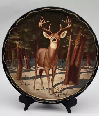 Vtg James Artig Signed Buck Deer Metal Serving Tray 1960s MCM Barware • $4.99