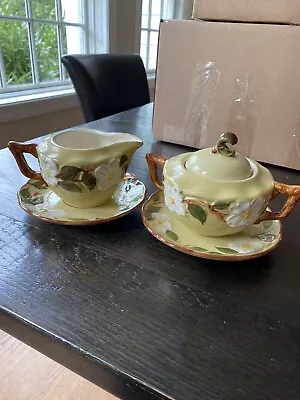 Vintage Stangl White Dogwood Creamer And Lidded Sugar Bowl • $20