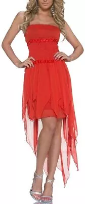 Sexy Miss Ladies Mullet High Low Bandeau Chiffon Dress Pointed Dress • $39.83