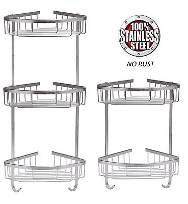 £17.95 • Buy Stainless Steel Shower Caddy Rust Free Bathroom Shelf Corner Organizer Basket