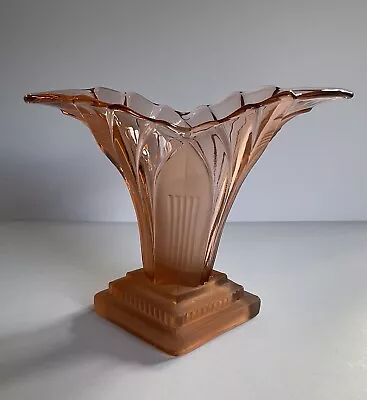 Peach Pink Walther & Söhne Glass Art Deco GRETA VASE • £17.99