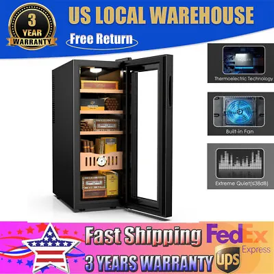 35L Cigar Cooler Electric Humidor Spanish Cedar Wood Shelves Digital 250 Counts • $178.99