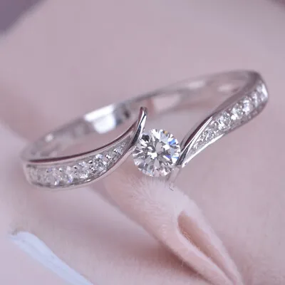 $0.72 • Buy Gorgeous 925 Silver Filled Ring Women Cubic Zircon Wedding Jewelry Gift Sz 6-10