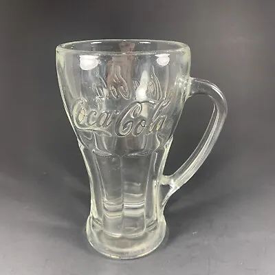 VINTAGE LIBBEY COCA COLA DRINKING GLASS WITH HANDLE 6.25  TALL(CLEAR) Heavy Duty • $5