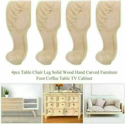 $21.73 • Buy 4 Wooden Furniture Legs Carved Classic Feet Lounge Couch Sofa Cabinet Table Raw