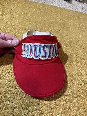 Vintage Red Blue Sun Visor Houston Texans Oilers Cap Hat Tennis Golf Astros • $14