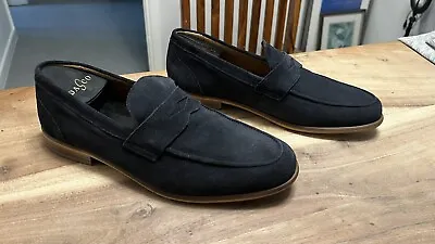 £39.99 • Buy Marks & Spencers Mens Navy Blue Suede Leather Penny Loafers UK8 Rubber Soles