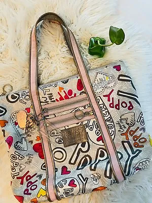 Coach Graffiti Poppy Glam Hearts Tote Shoulder Bag Purse RARE 14635 Multic • $119