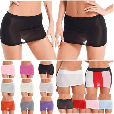 £8.63 • Buy Women's Sexy Micro Mini Skirt See Through Mesh Sheer Package Hip Skirts Clubwear