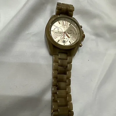 Michael Kors 5840 Plastic Resin Link Gold Face Bracelet Chronograph Wristwatch • $45