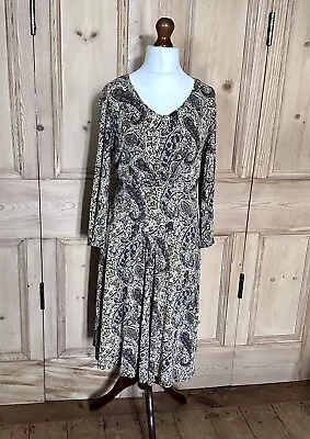 £35 • Buy Brora Paisley Print Midi Dress Size UK 12