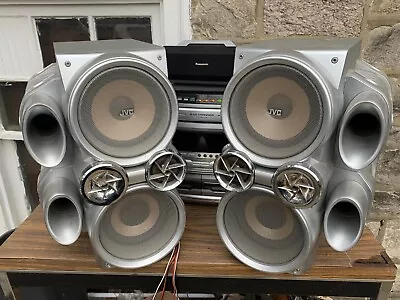 JVC Twin Giga Tube Vintage Boombox Style Shelf Speakers Only Excellent • $127.50