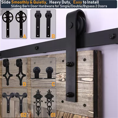 4-20FT Sliding Barn Door Hardware Closet Track Kit For Single/Double/Bypass Door • $95.90