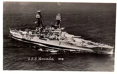 Battleship U S S Nevada RPPC Vintage Postcard • $11.95